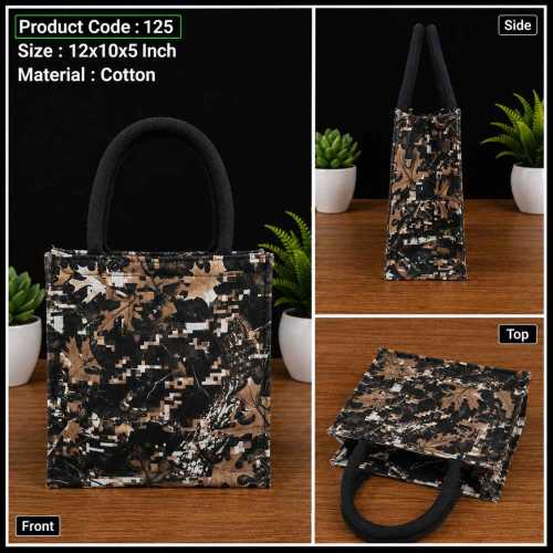 Stylish Cotton Carry Bag | Velcro Closure | 10×9×5 Inch
